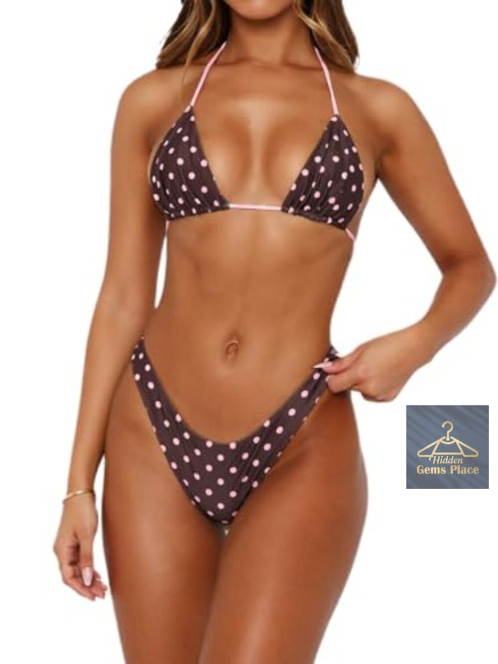 Sexy Halter Triangle Bikini Set Cheeky Thong Swimsuit
